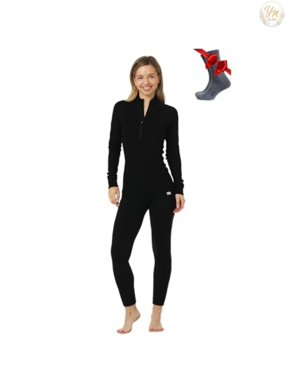 Merino Wool Base Layer Set Women Thermal Underwear Top & Bottom